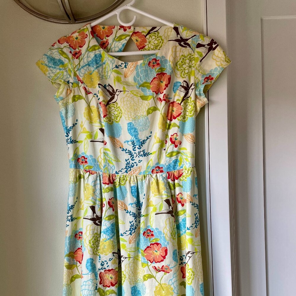 Vintage hummingbird print dress